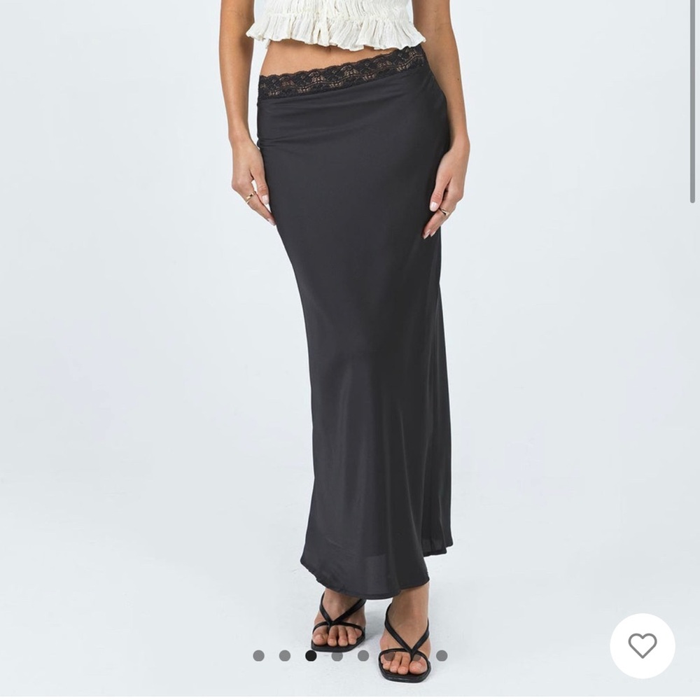 Black satin maxi skirt